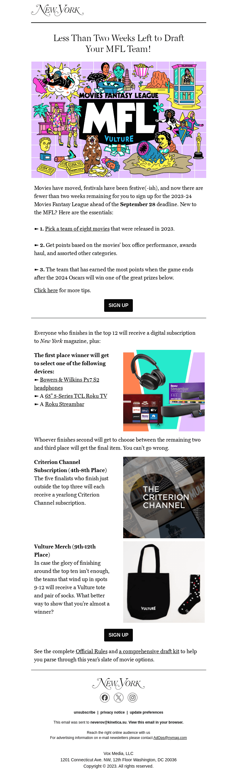Письмо компании «New York Magazine» на тему «Less Than Two Weeks…»