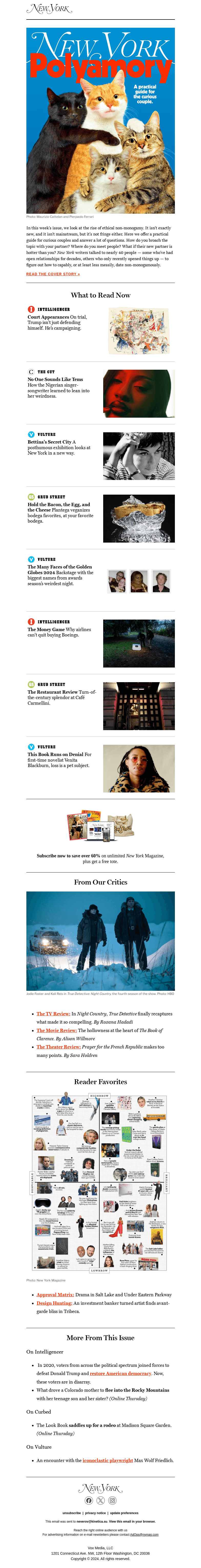 Письмо компании «New York Magazine» на тему «On the Cover: A Practical Guide to Modern Polyamory»