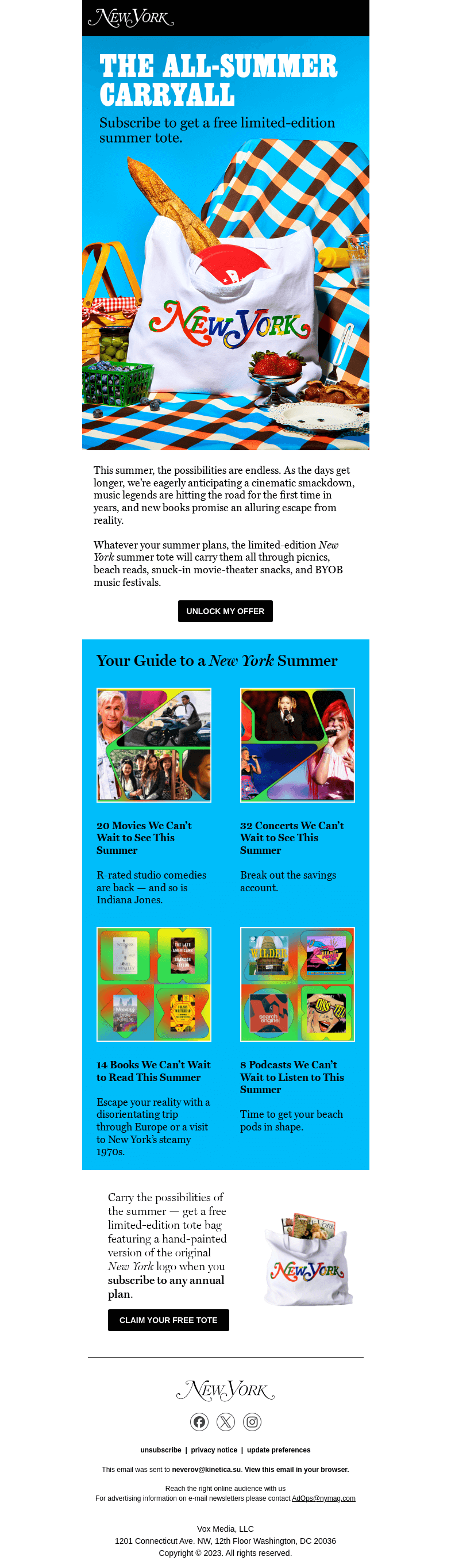 Письмо компании «New York Magazine» на тему «The all-summer, carry-all tote is here»
