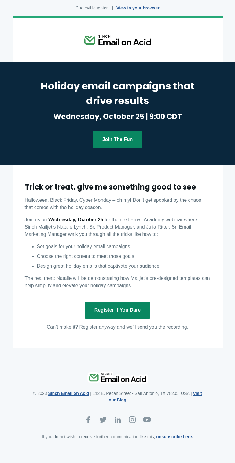 Письмо компании «Email on Acid» на тему «Are your holiday campaigns ready?»
