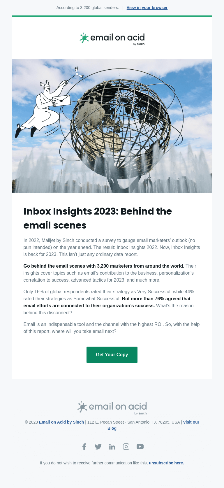 Письмо компании «Email on Acid» на тему «[Report] A global email perspective»