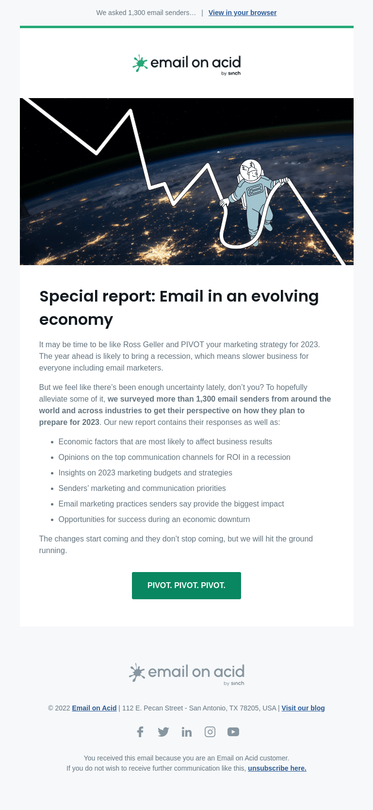 Письмо компании «Email on Acid» на тему «Your 2023 planning may see some changes»