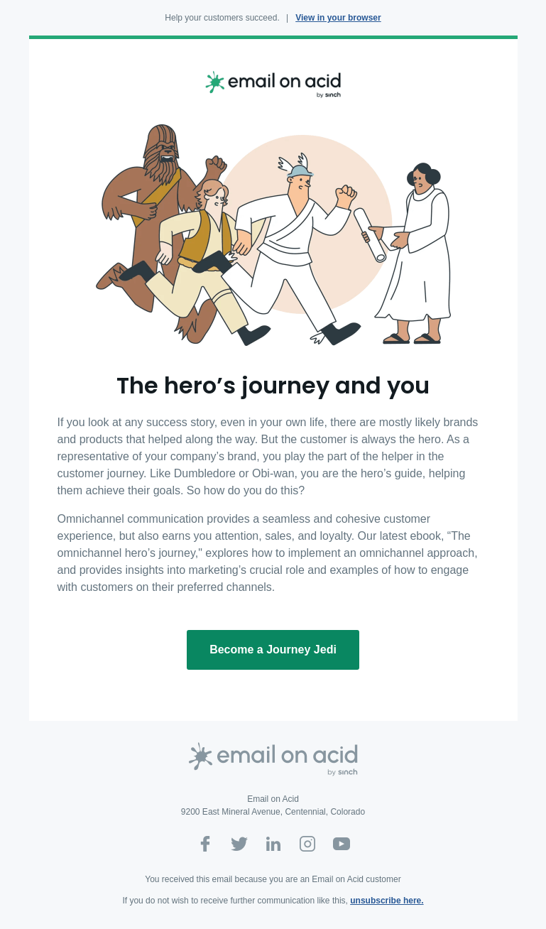 Письмо компании «Email on Acid» на тему «Ebook: “The omnichannel hero’s journey”»