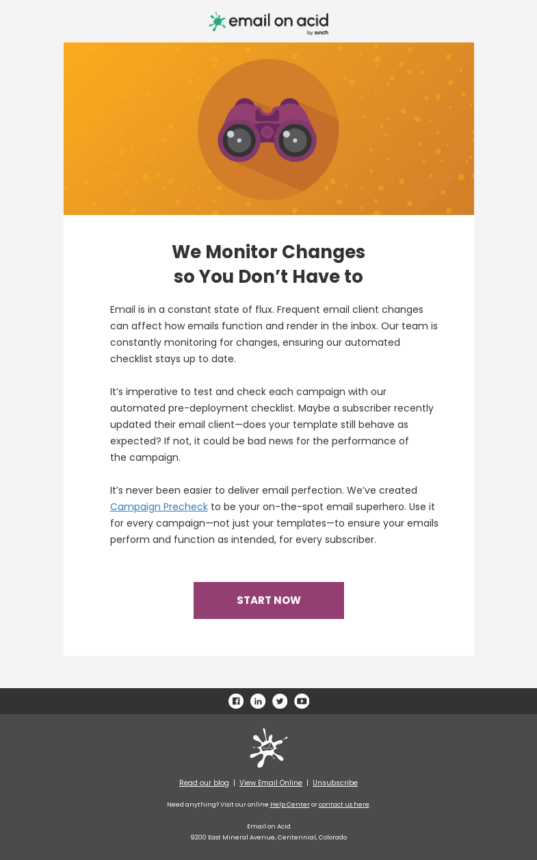 Письмо компании «Email on Acid» на тему «Consider us your industry insiders»