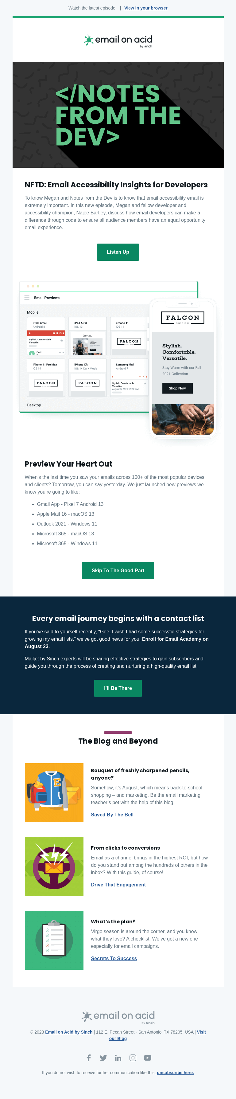 Письмо компании «Email on Acid» на тему «NFTD: Are your emails accessible?»