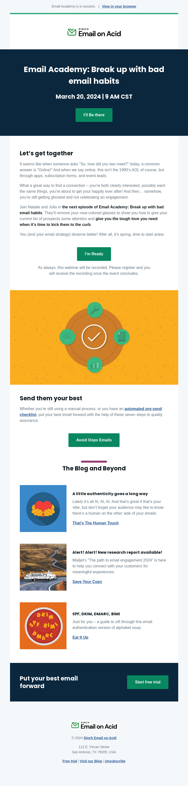 Письмо компании «Email on Acid» на тему «March 20: It’s time for a fresh start»