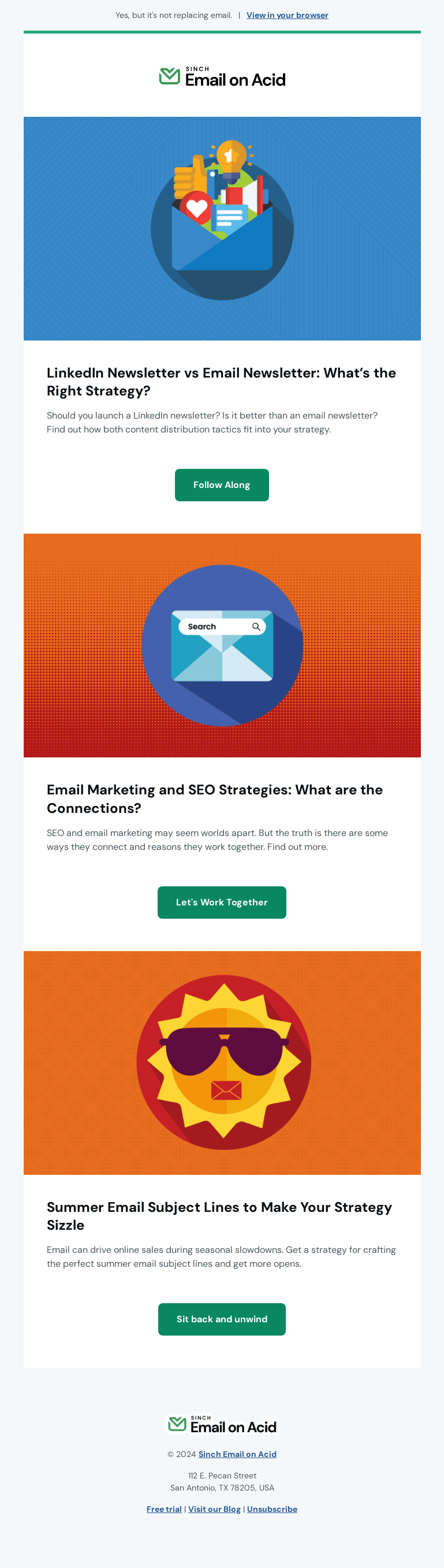 Письмо компании «Email on Acid» на тему «Wait, LinkedIn has newsletters?»