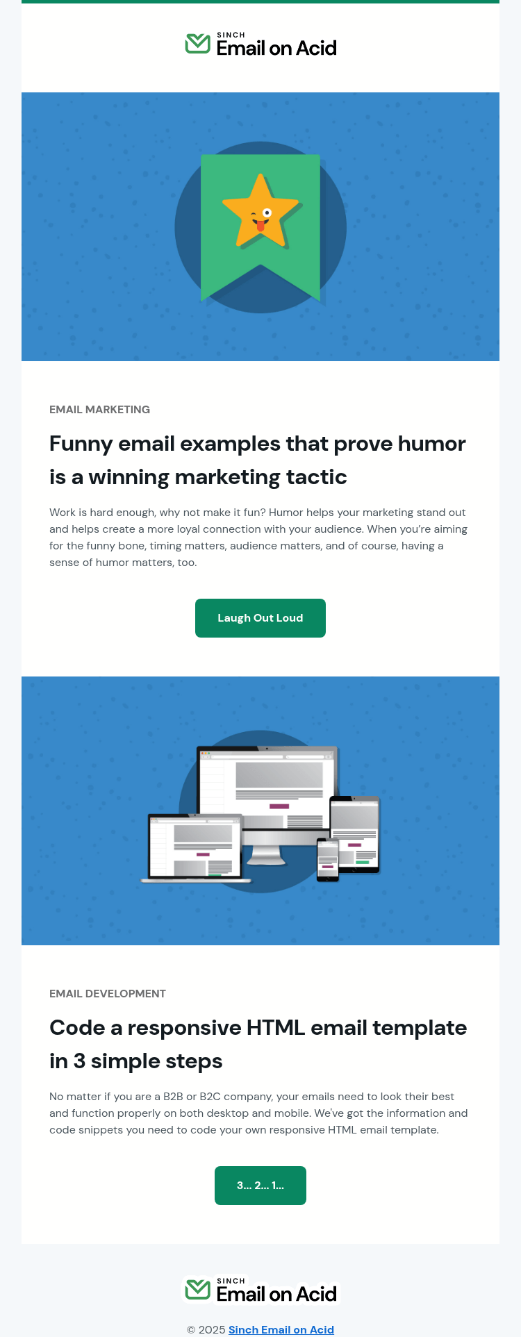 Письмо компании «Email on Acid» на тему «7 funny email marketing examples»