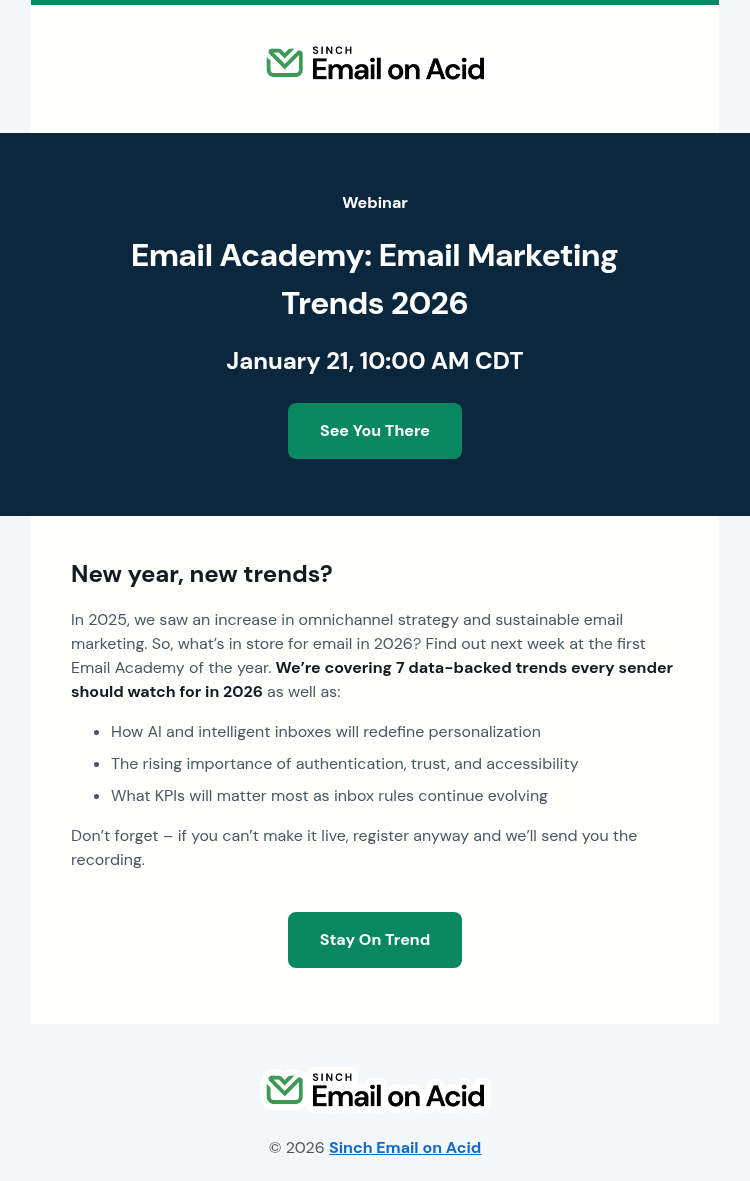 Письмо компании «Email on Acid» на тему «What will email sending look like this year?»