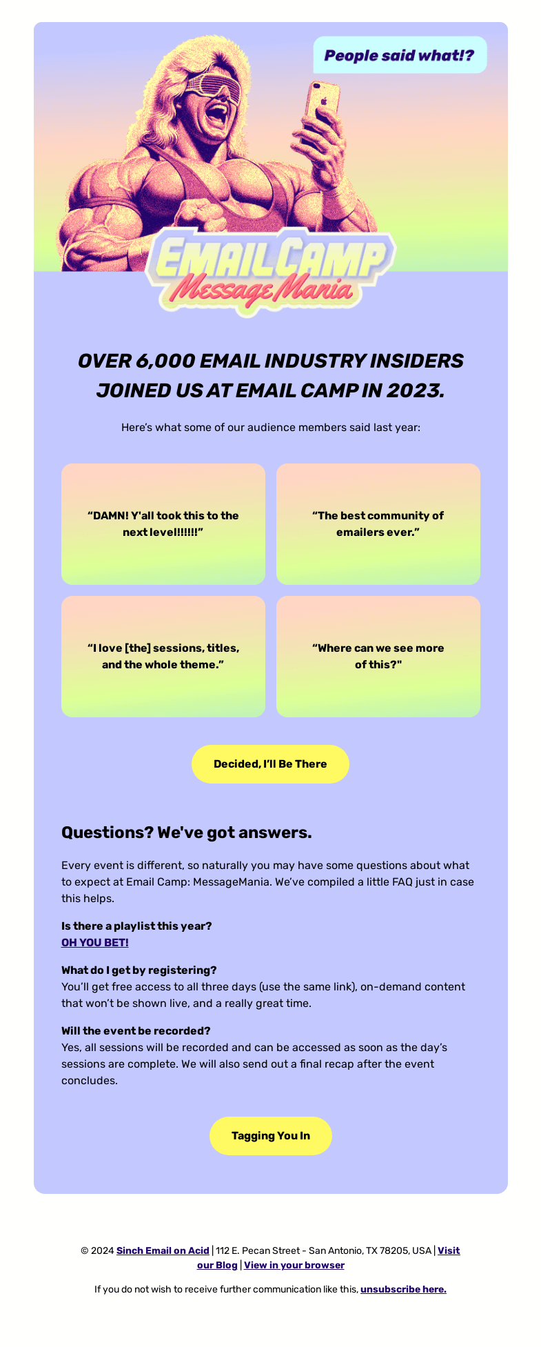 Письмо компании «Email on Acid» на тему «Email Campers have a lot of good things to say»