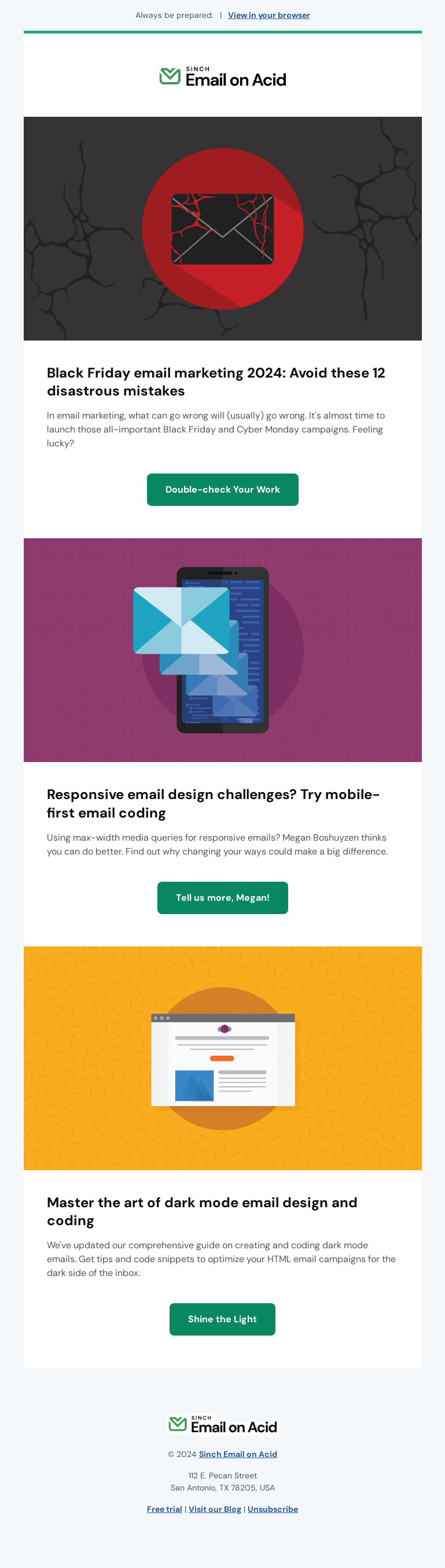 Письмо компании «Email on Acid» на тему «12 Black Friday mistakes to avoid»