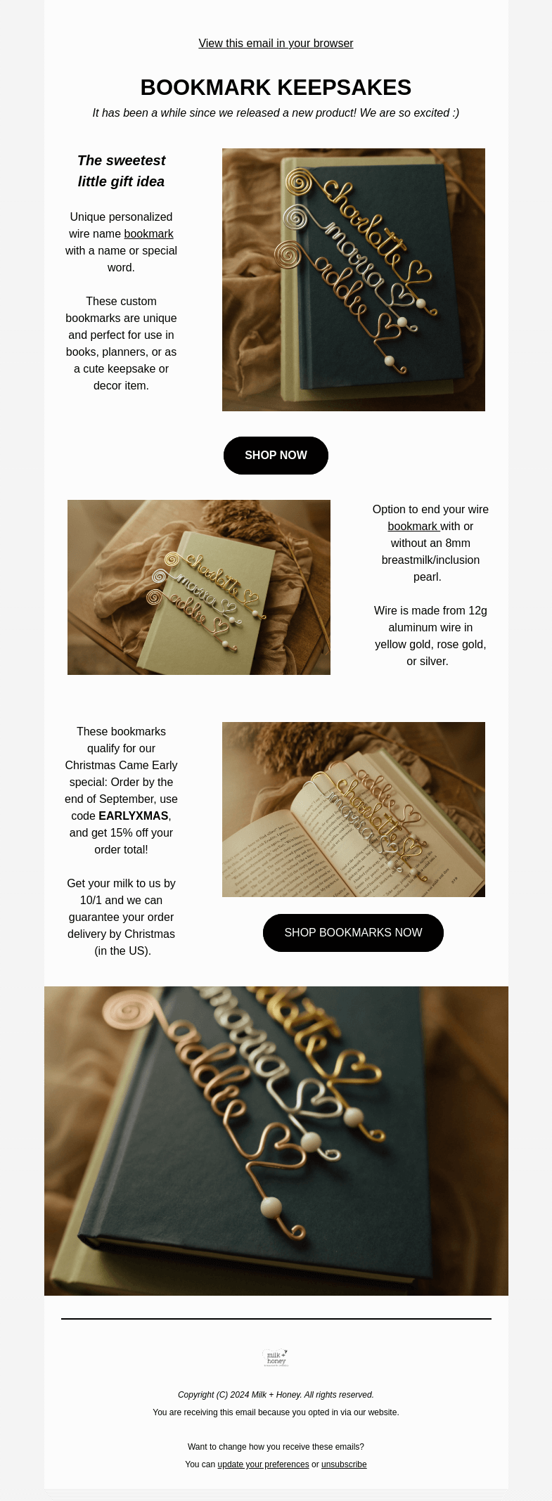 Письмо компании «Milk + Honey Jewelry» на тему «NEW PRODUCT ✨»