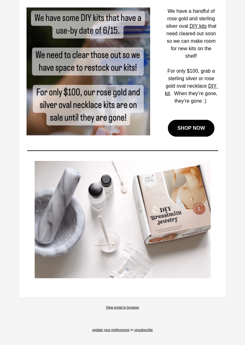 Письмо компании «Milk + Honey Jewelry» на тему «Only $100 for a DIY kit-say WHAT?»