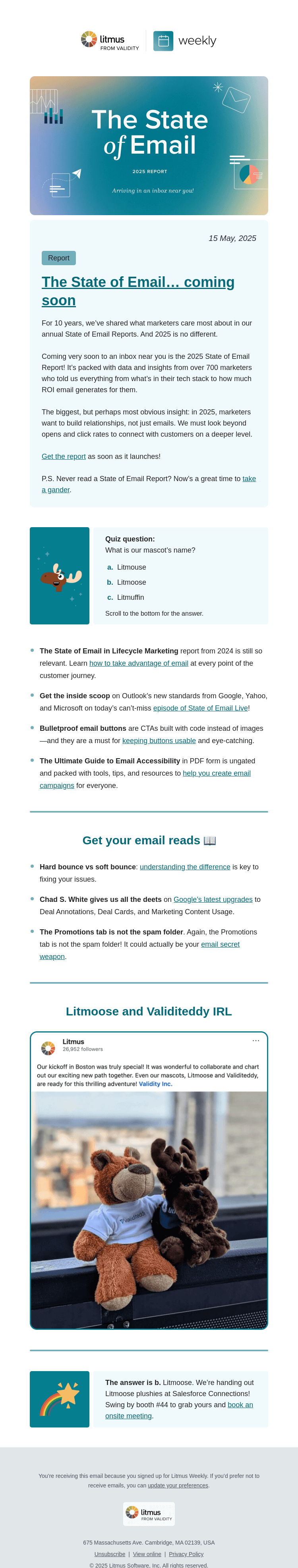 Письмо компании «Litmus» на тему «The State of Email report 2025 is almost here»