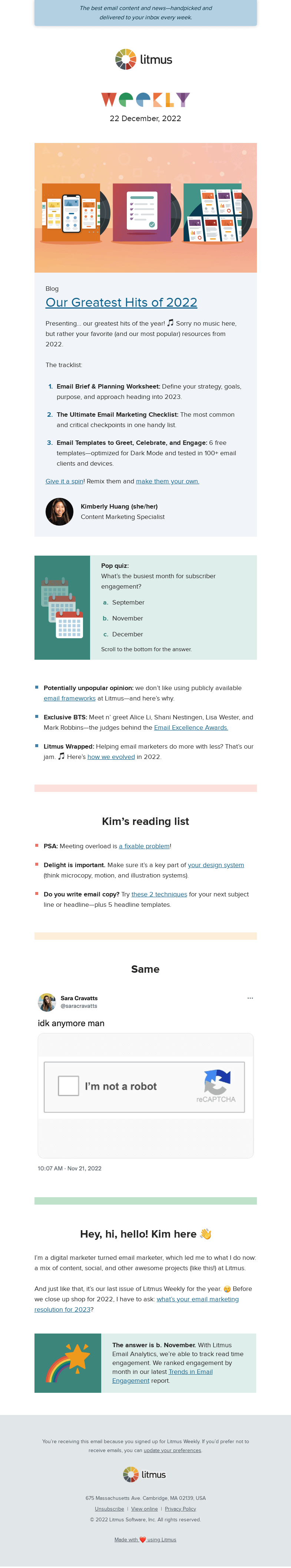 Письмо компании «Litmus» на тему «Our greatest email hits »
