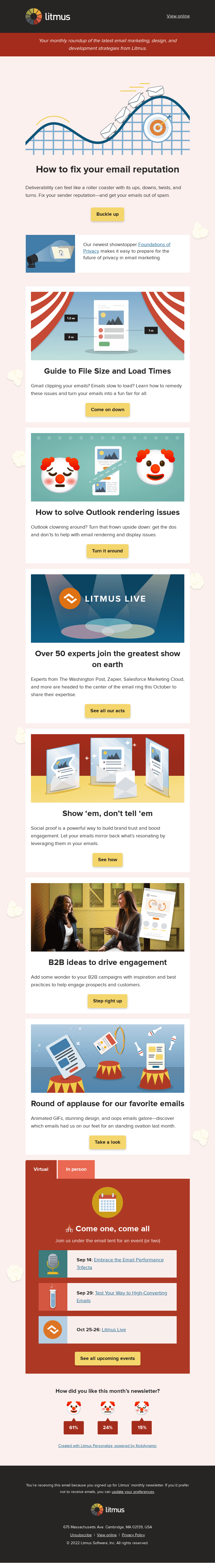 Письмо компании «Litmus» на тему «Come for the popcorn, stay for the email tips»