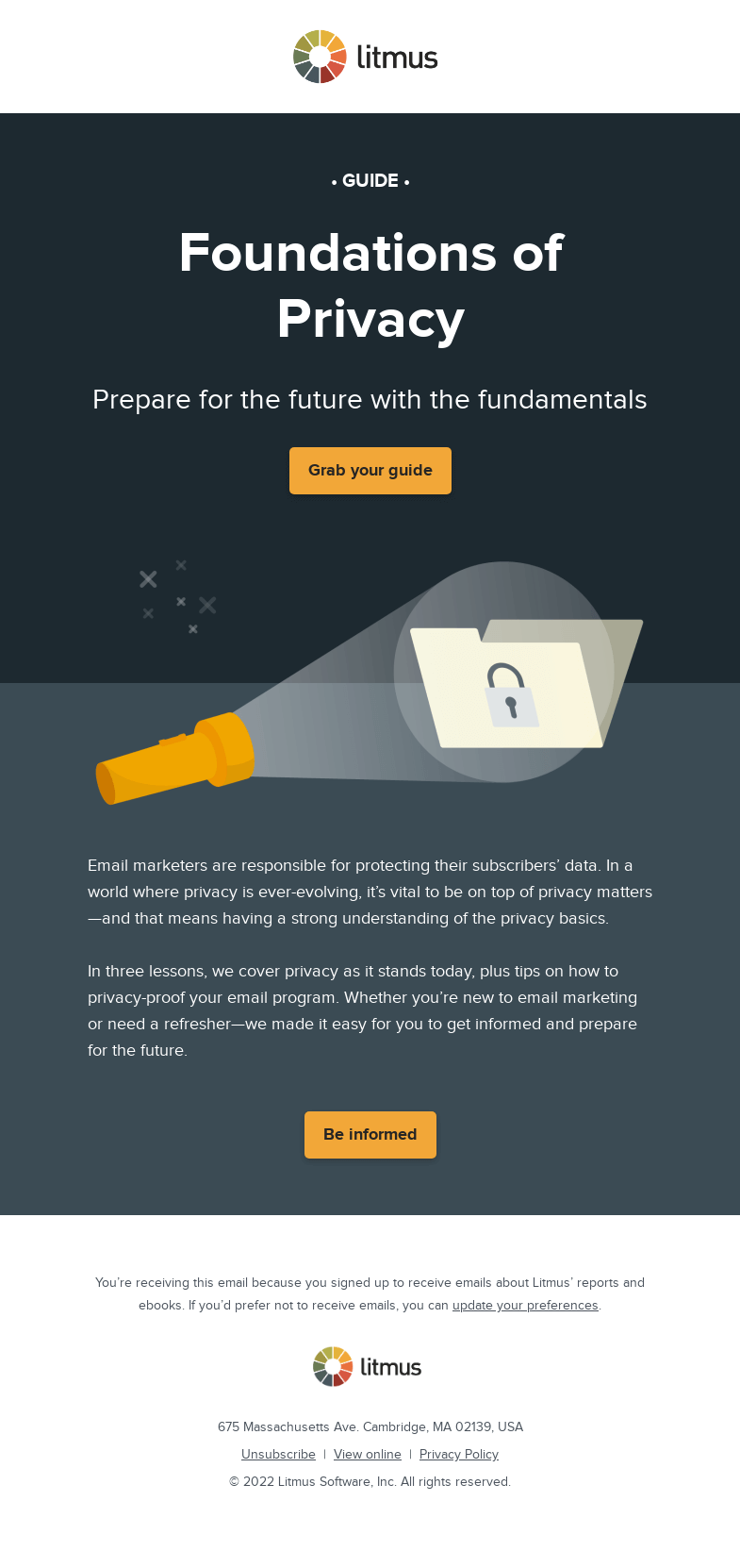 Письмо компании «Litmus» на тему «Brush up on privacy basics»
