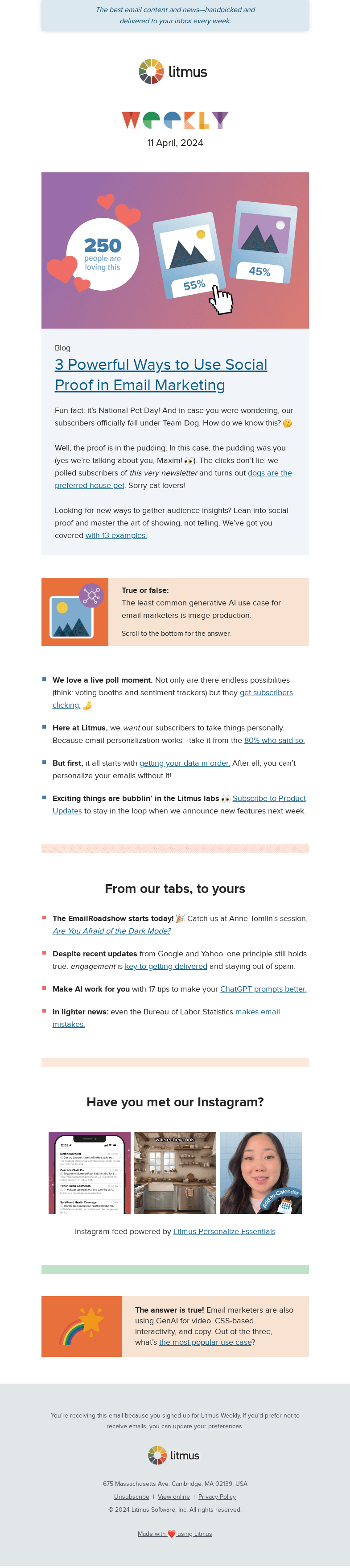 Письмо компании «Litmus» на тему «When the clicks don’t lie, the pros of taking things personally, and more»
