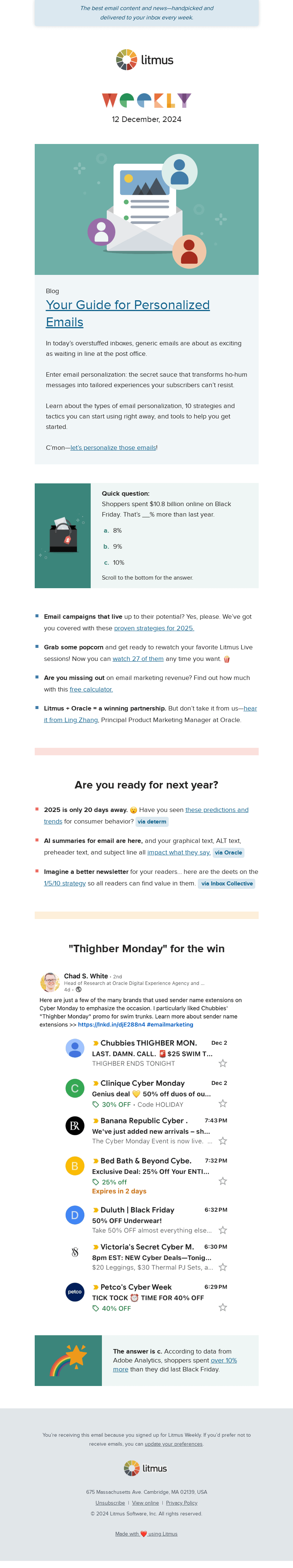 Письмо компании «Litmus» на тему «Did you say email personalization? Why yes, please!»
