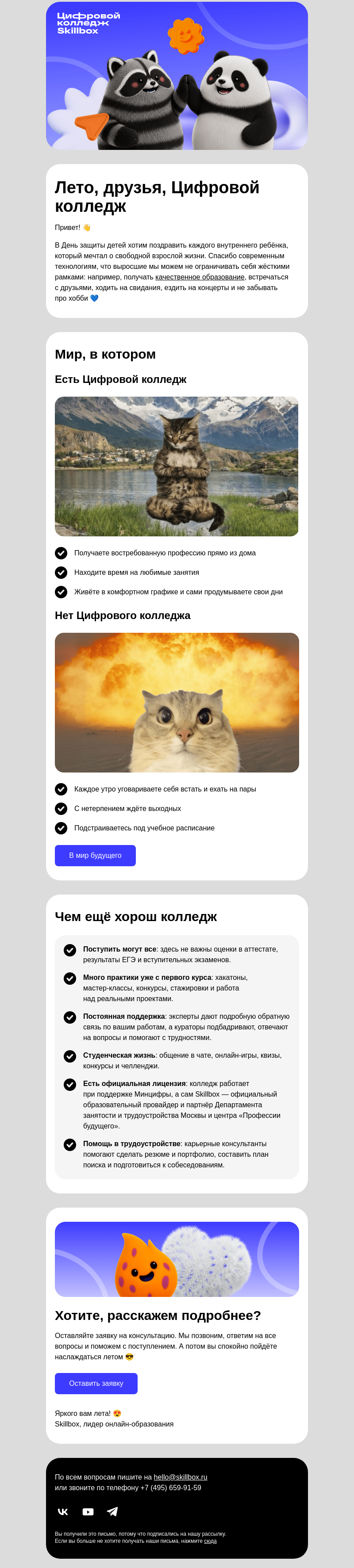 Письмо компании «Skillbox» на тему «Не пропустите лето 🏄🏼‍♀️»