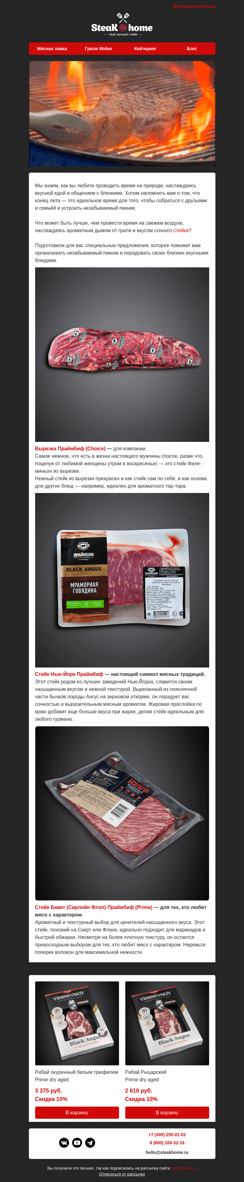 Письмо компании «SteakHome» на тему «🌞 Наслаждаемся тёплыми летними деньками!»