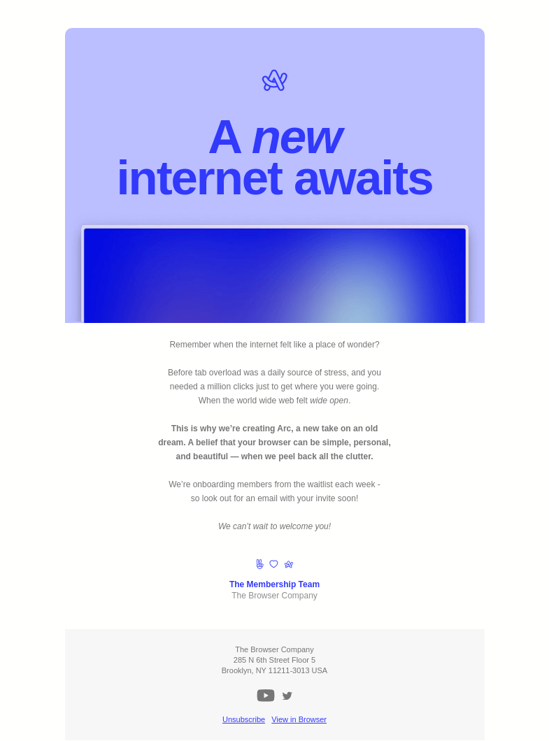 Письмо компании «Арк» на тему «You’re on the waitlist!»