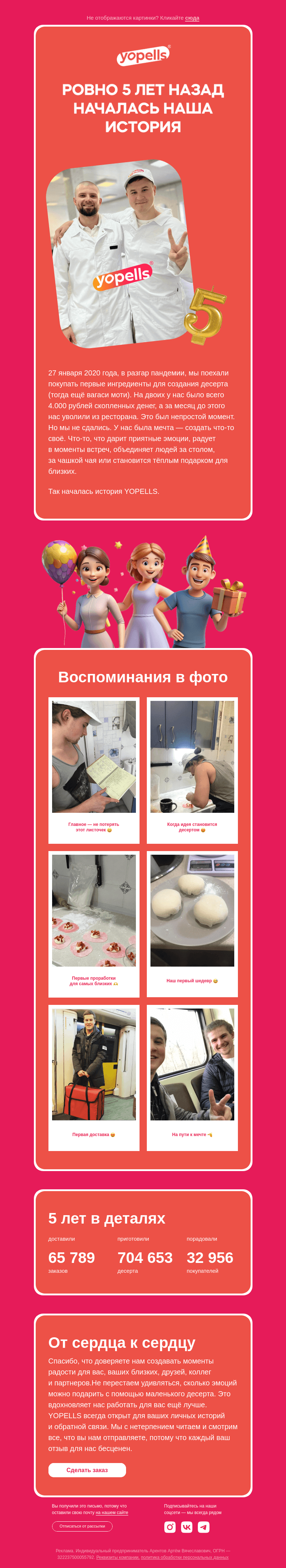 Письмо компании «Yopells» на тему «5 лет YOPELLS: письмо-воспоминание»