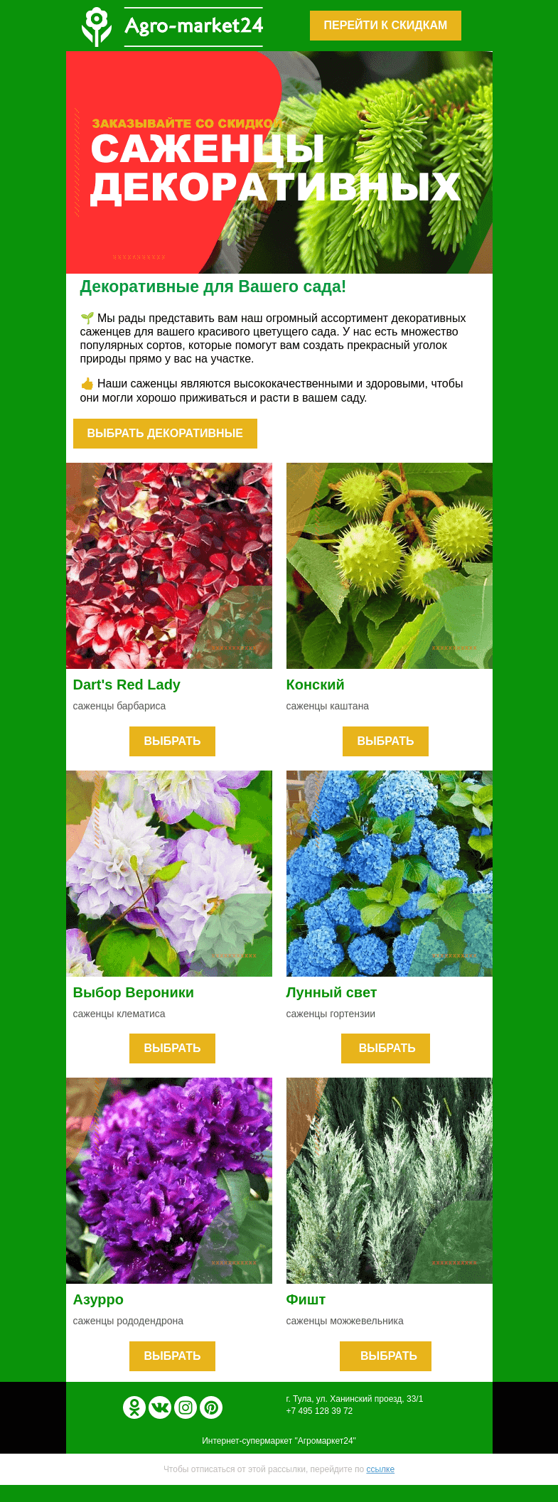 Письмо компании «Agromarket24» на тему «😍🌱 Саженцы декоративных! Популярные сорта для яркого сада.»