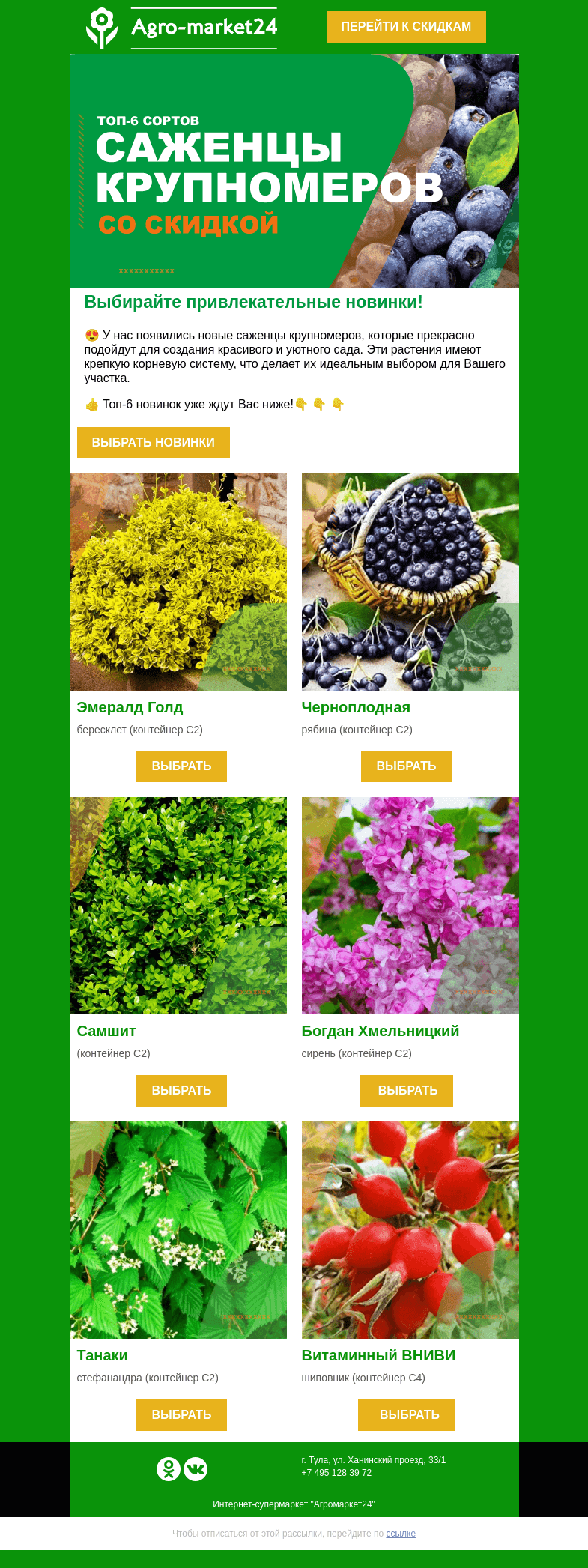 Письмо компании «Agromarket24» на тему «🌱🔥 Новинки крупномеров! Создайте прекрасный сад с этими сортами.»