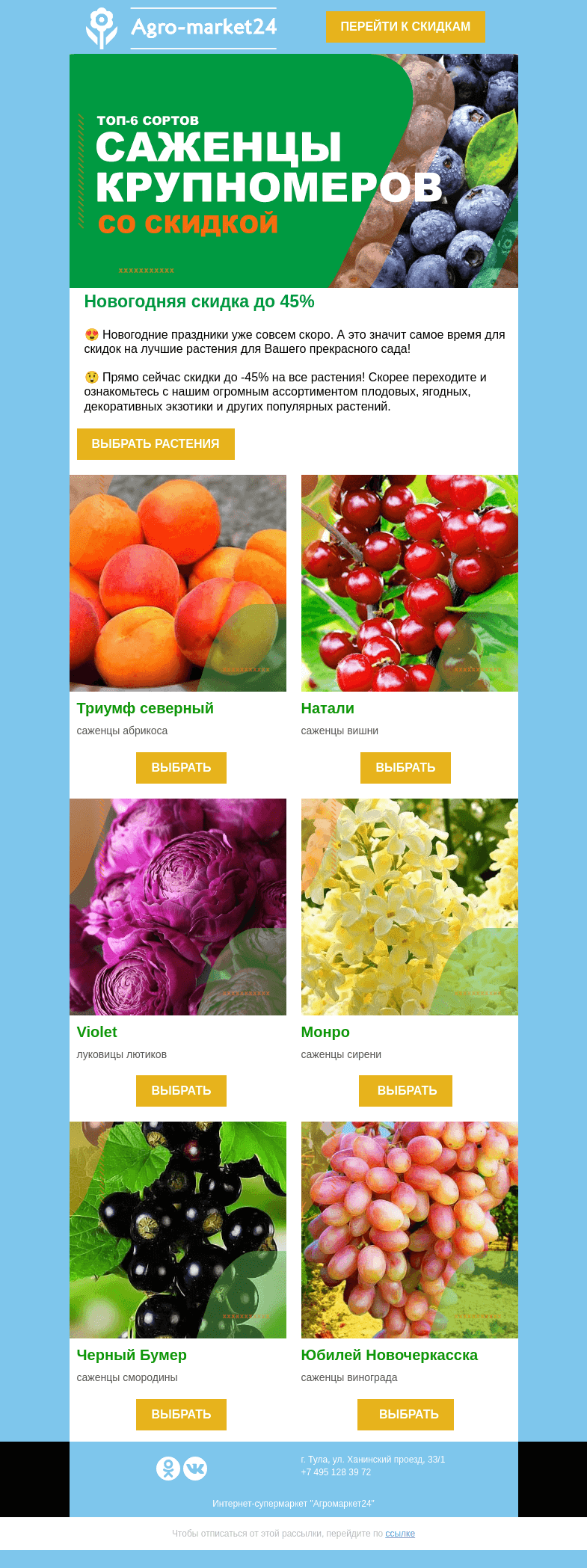 Письмо компании «Agromarket24» на тему «🌲😍 Новогодние скидки до 45%! Переходите и покупайте выгодно.»