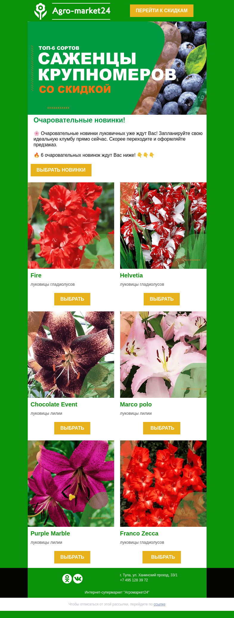 Письмо компании «Agromarket24» на тему «🌸😍 Очаровательные новинки! Луковичные для идеальной клумбы.»