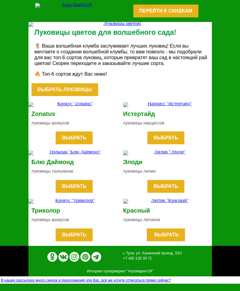 Письмо компании «Agromarket24» на тему «🌷👍 Луковицы цветов! Топ-6 сортов для волшебной клумбы.»