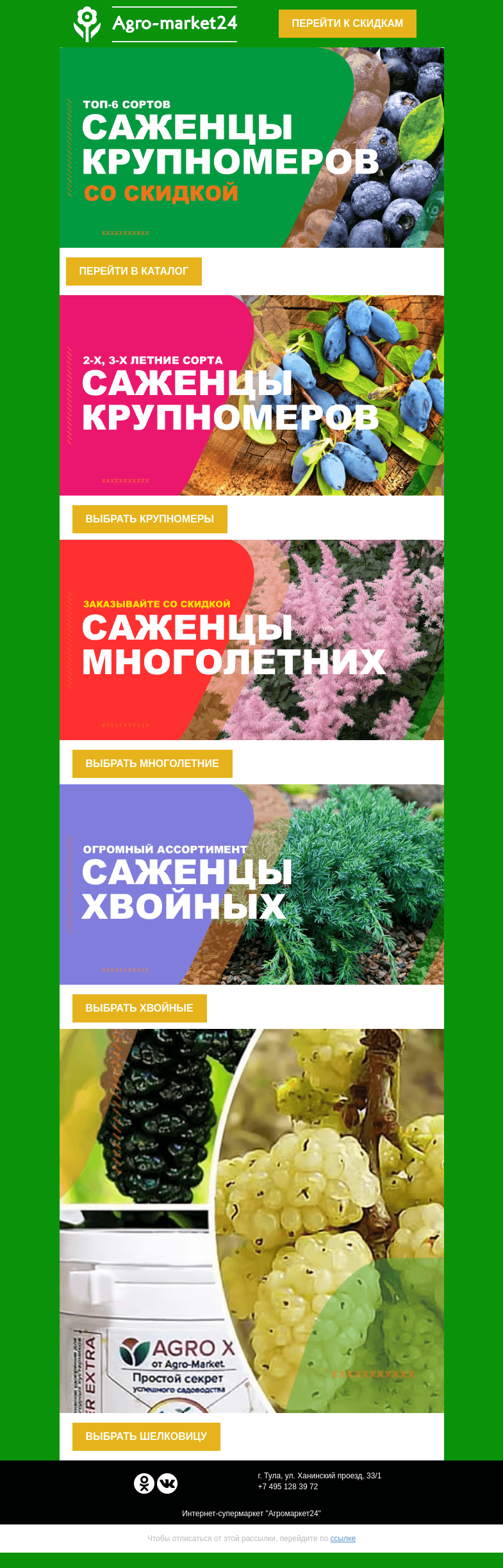 Письмо компании «Agromarket24» на тему «Последняя распродажа! До -40% скидки на лучшие саженцы.»