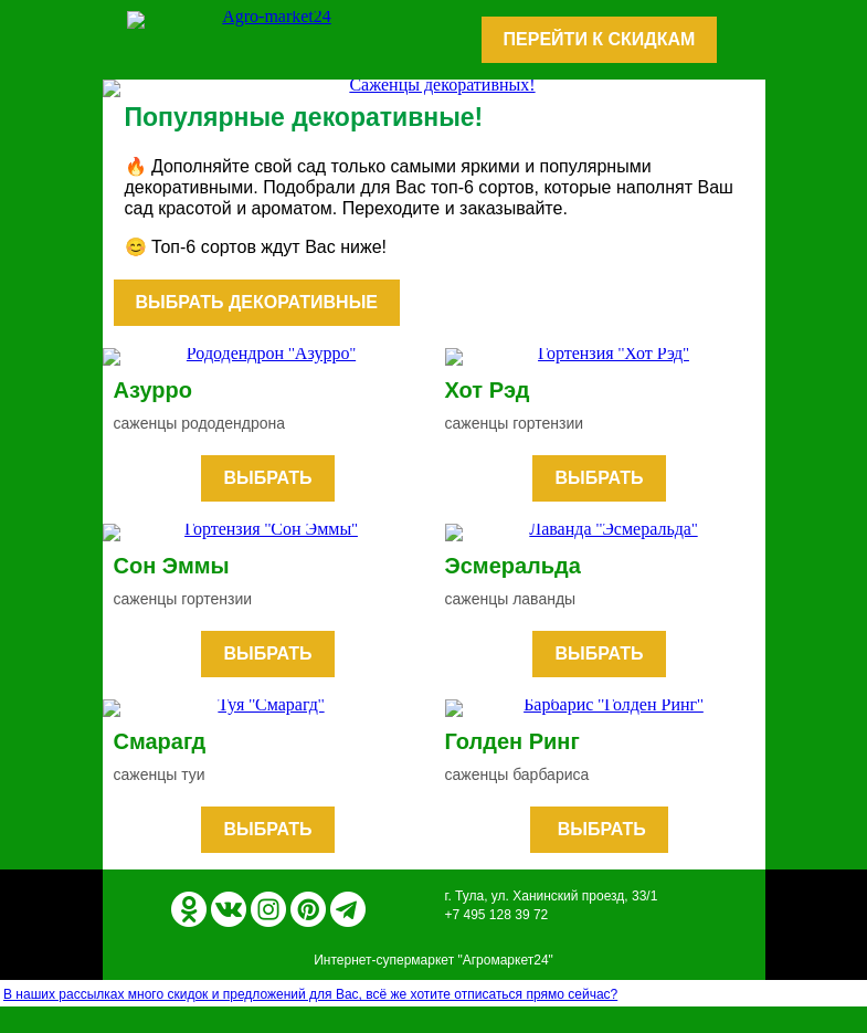 Письмо компании «Agromarket24» на тему «🌸👍 Топ декоративных! Яркие и ароматные сорта для Вашего сада.»
