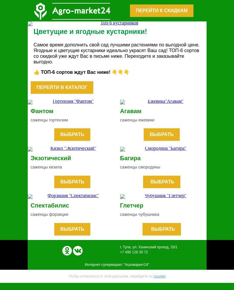 Письмо компании «Agromarket24» на тему «Съедобные и не очень! Декоративные кустарники для живой изгороди.»