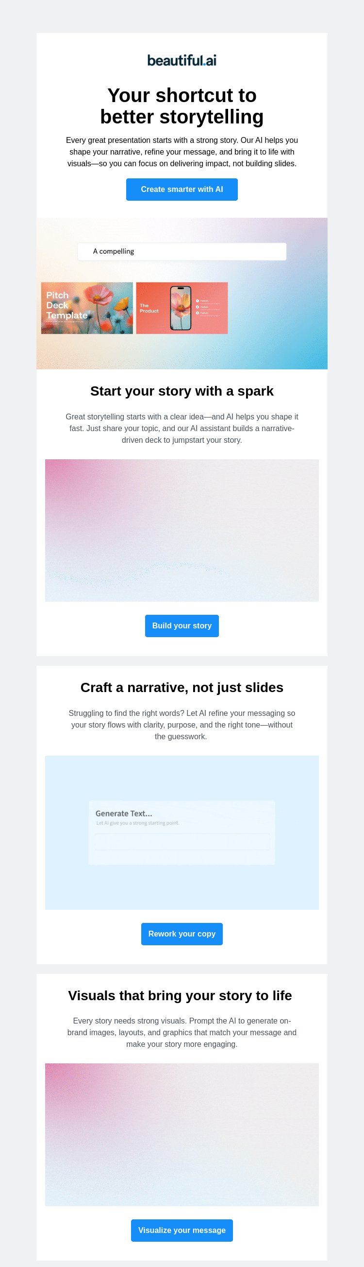 Письмо компании «Beautiful.ai» на тему «Unlock smarter »