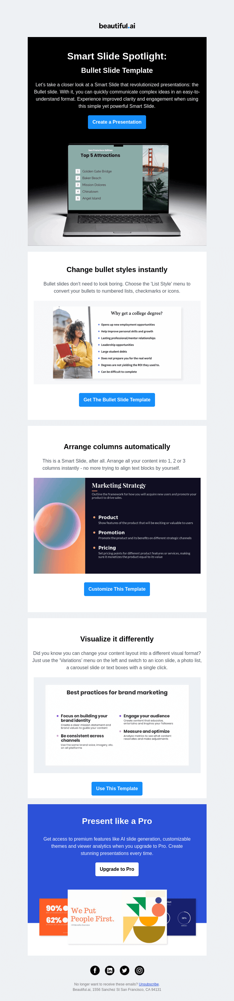 Письмо компании «Beautiful.ai» на тему «🔍👀»
