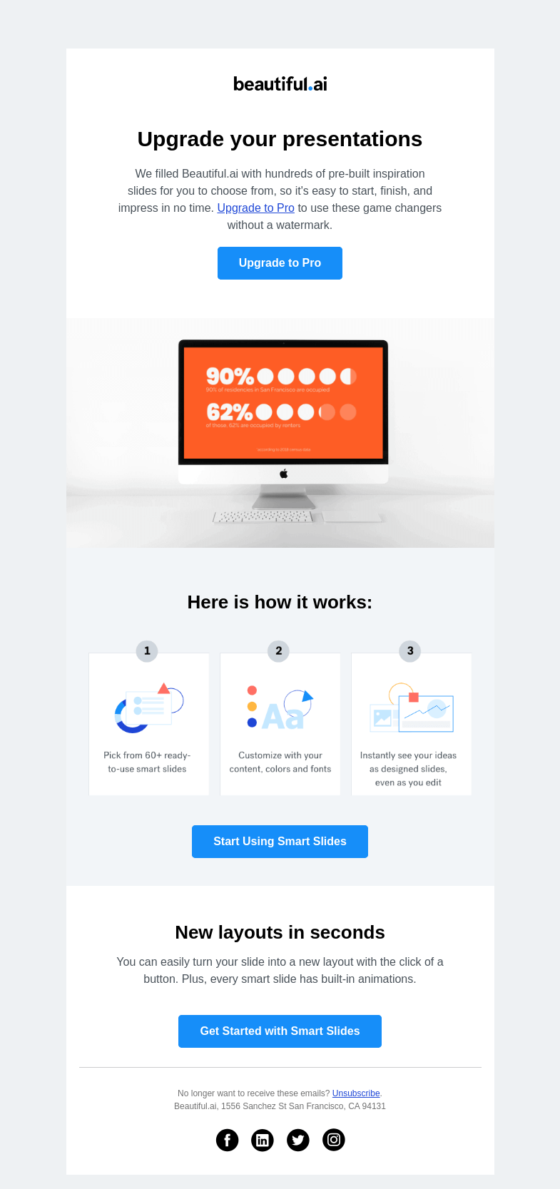 Письмо компании «Beautiful.ai» на тему «Save hours on presentation design time»