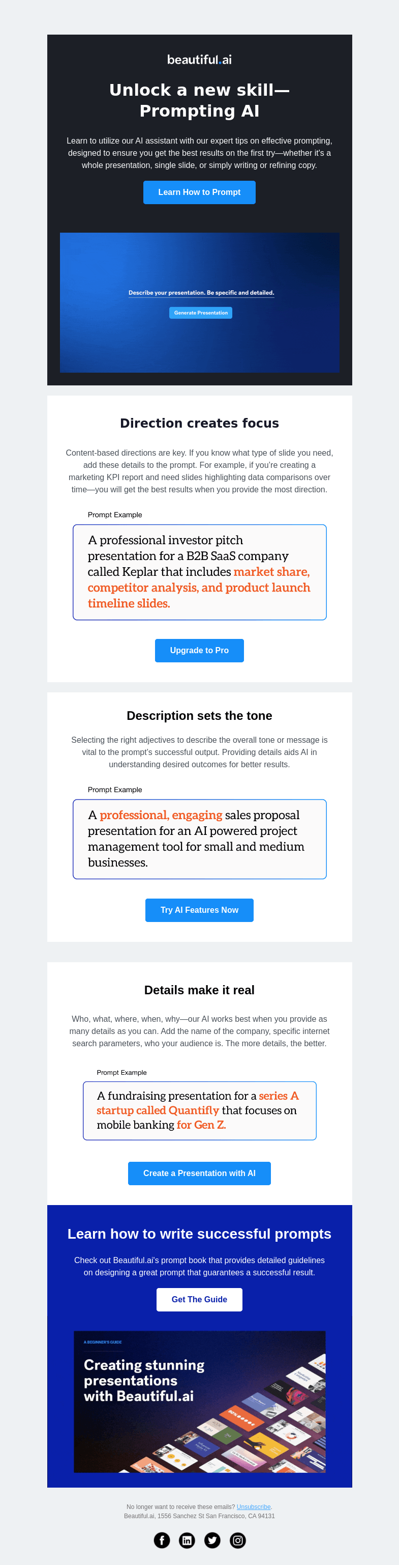 Письмо компании «Beautiful.ai» на тему «Get the perfect deck from »