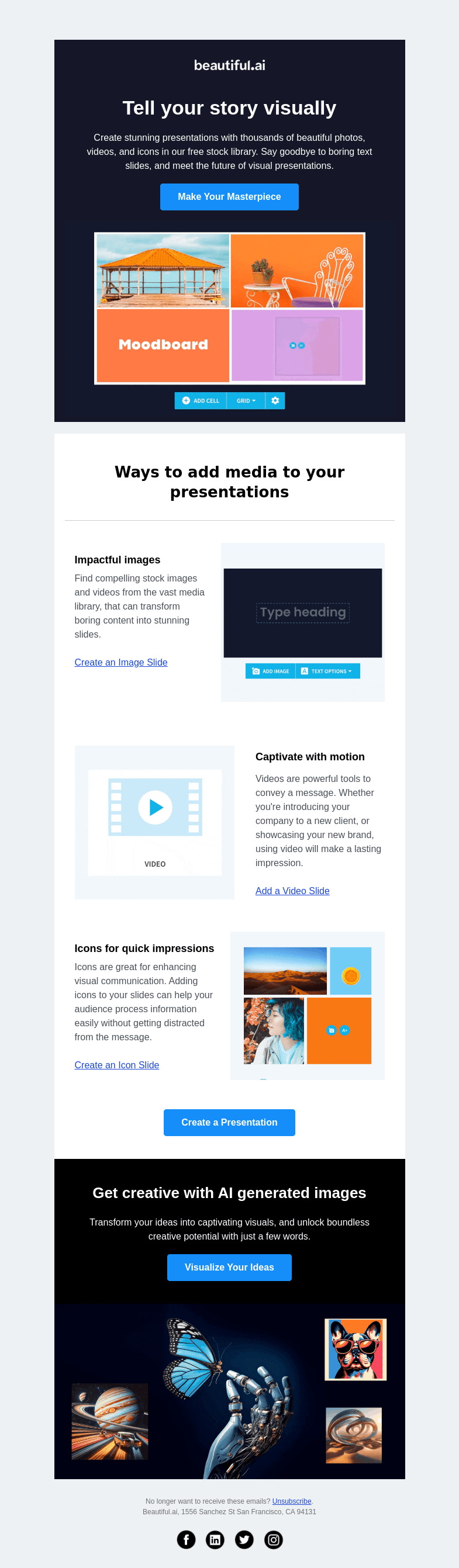 Письмо компании «Beautiful.ai» на тему «Wow your »
