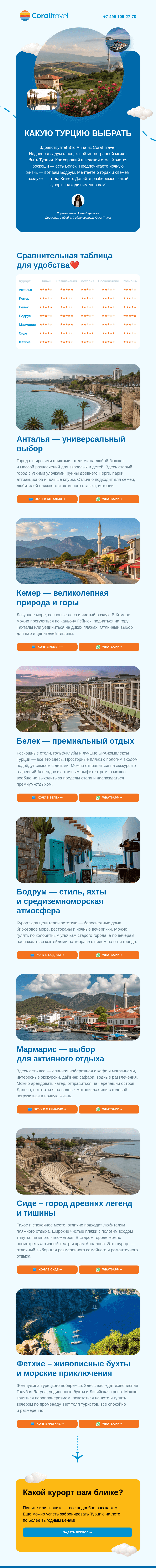 Письмо компании «Гуру Тур» на тему «Какую Турцию выбрать»