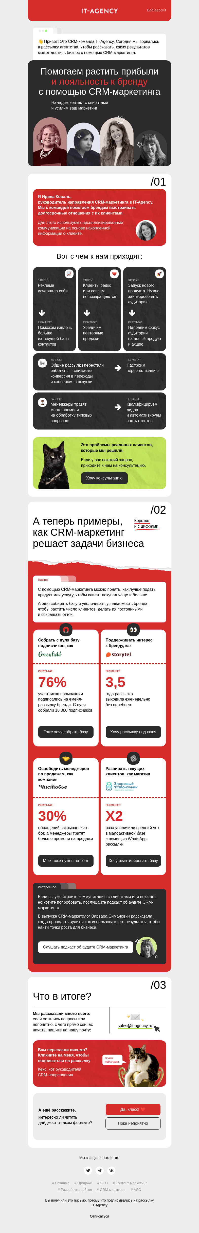 Письмо компании «IT-Agency» на тему «CRM-маркетинг как точка роста прибыли и бизнеса в целом»