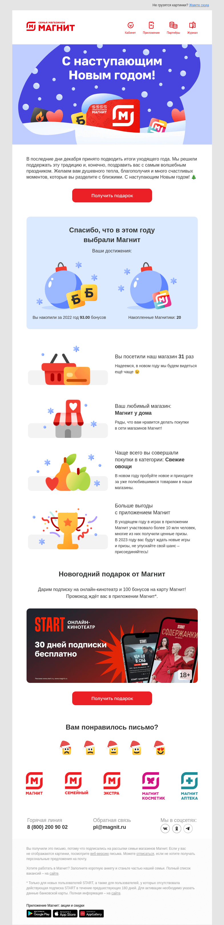 Письмо компании «Магнит» на тему «Ваш год с Магнит ❤️»