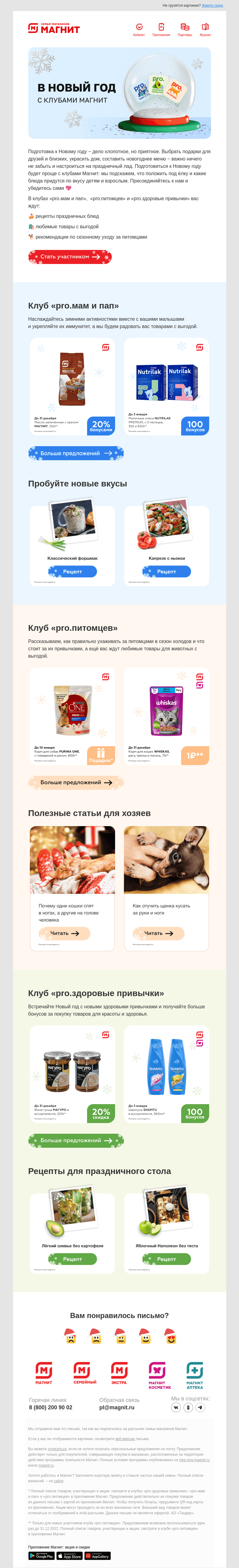Письмо компании «Магнит» на тему «🎄 Новый год в клубах Магнит»