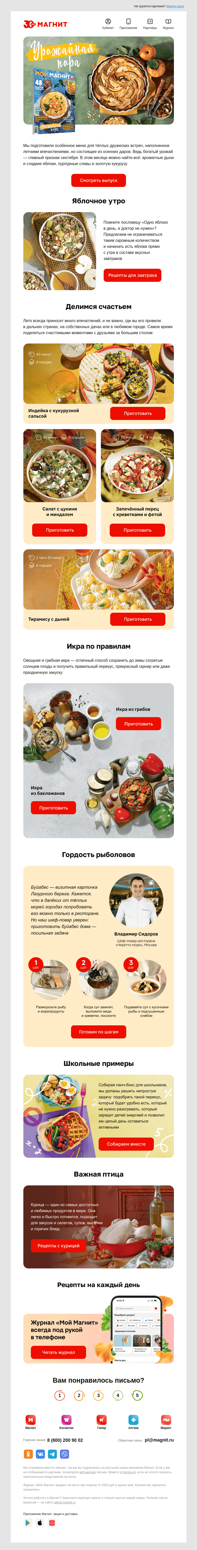 Письмо компании «Магнит» на тему «🍎🌽🧅 Дары осени: новые рецепты сезона»