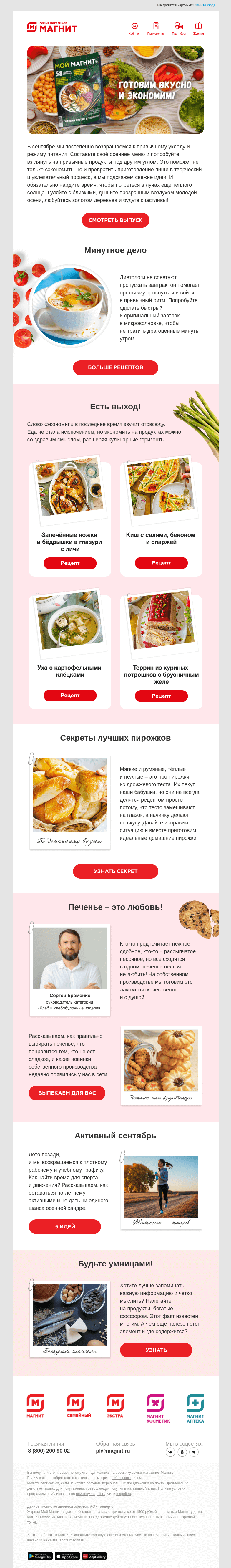 Письмо компании «Магнит» на тему «Готовим и экономим 🍳🍪🍇»