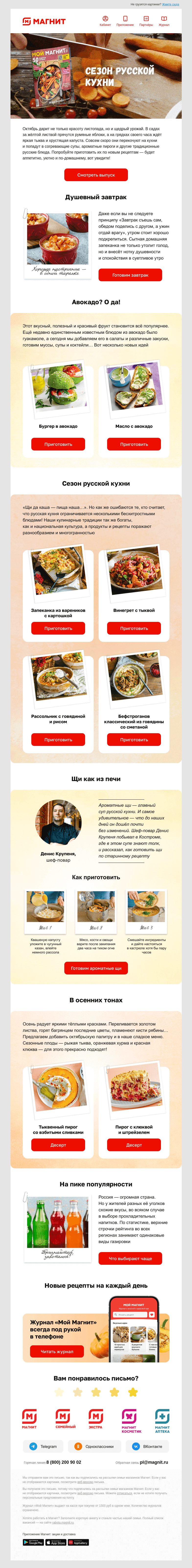 Письмо компании «Магнит» на тему «🥕🥔Русская кухня — быстрые и простые рецепты»
