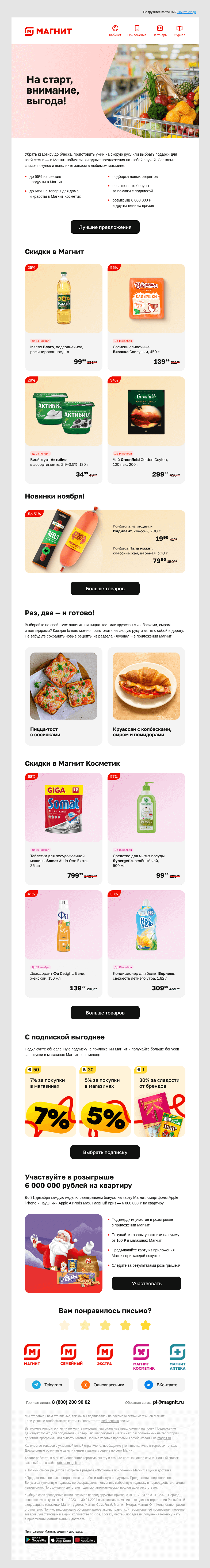 Письмо компании «Магнит» на тему «😱 Розыгрыш 6 000 000 ₽»