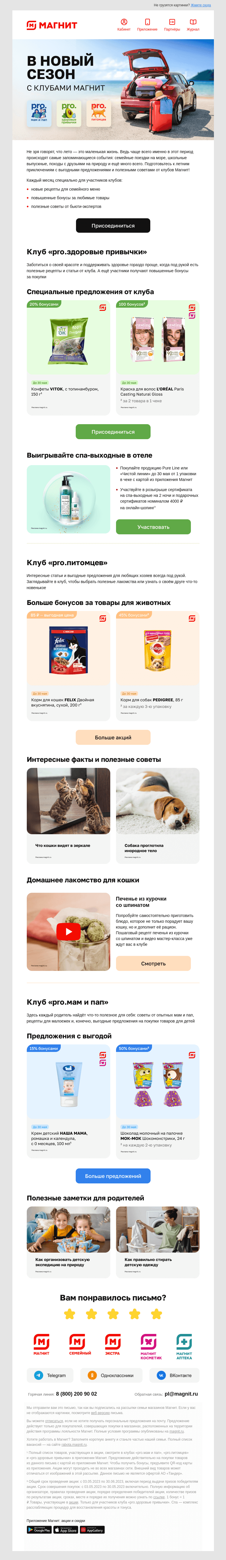 Письмо компании «Магнит» на тему «🥰 В новый сезон с новыми эмоциями»