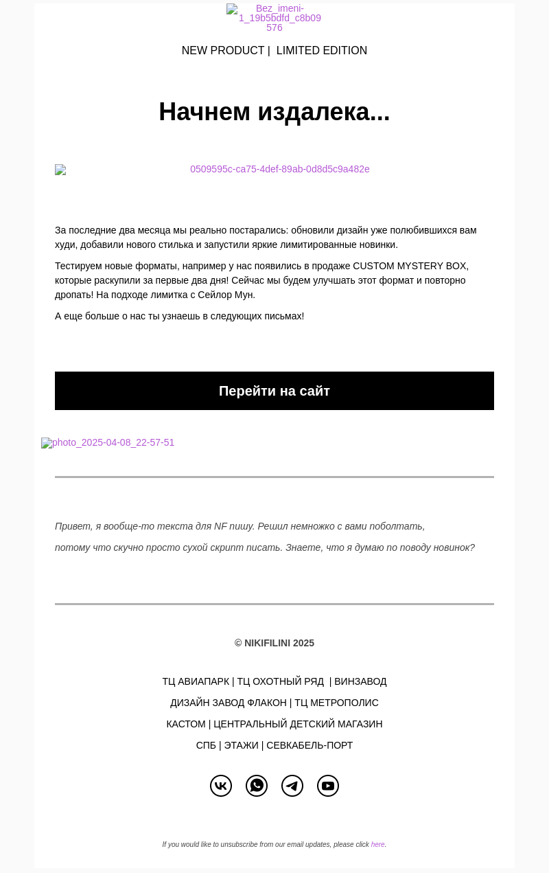Письмо компании «NIKIFILINI™» на тему «Ты тут? Мы еще не все рассказали!»